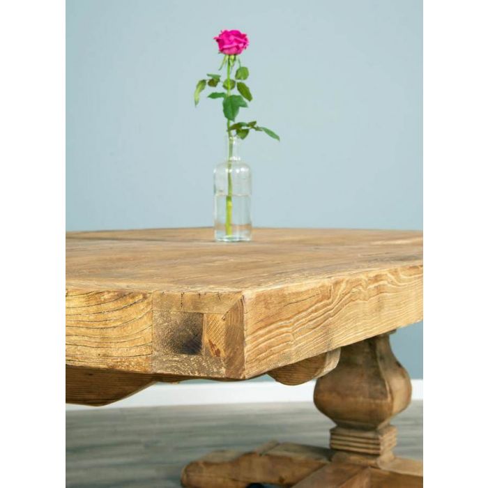 2.4m Reclaimed Elm Pedestal Dining Table with 2 Benches