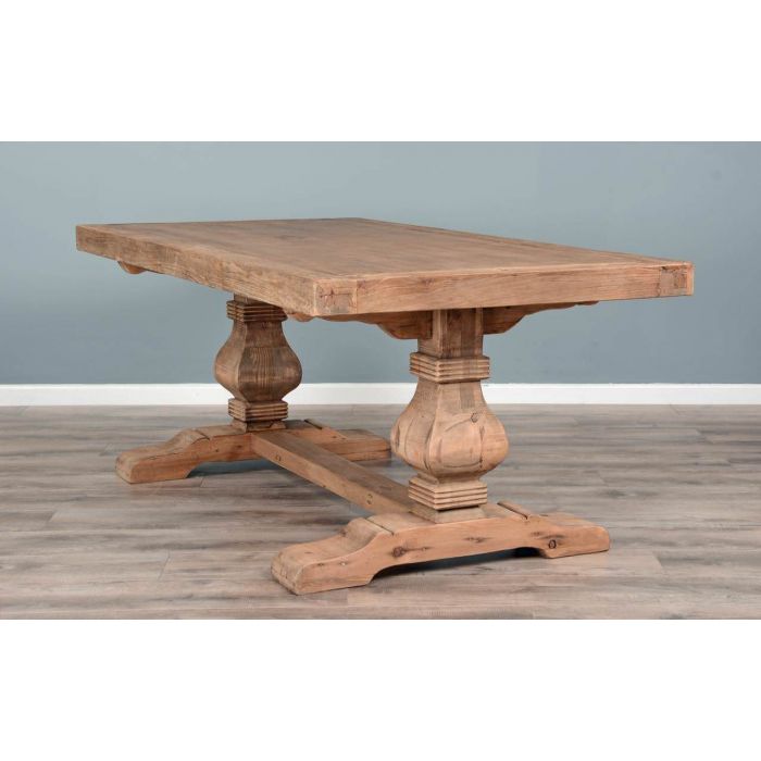 2m Reclaimed Elm Pedestal Dining Table with 6/8 Latifa chairs