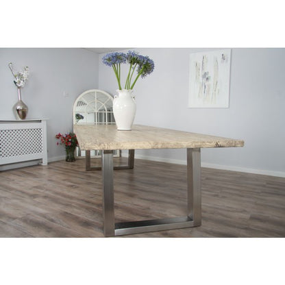 3m Industrial Chic Cubex Dining Table with Stainless Steel Legs & 10 Latifa Chairs