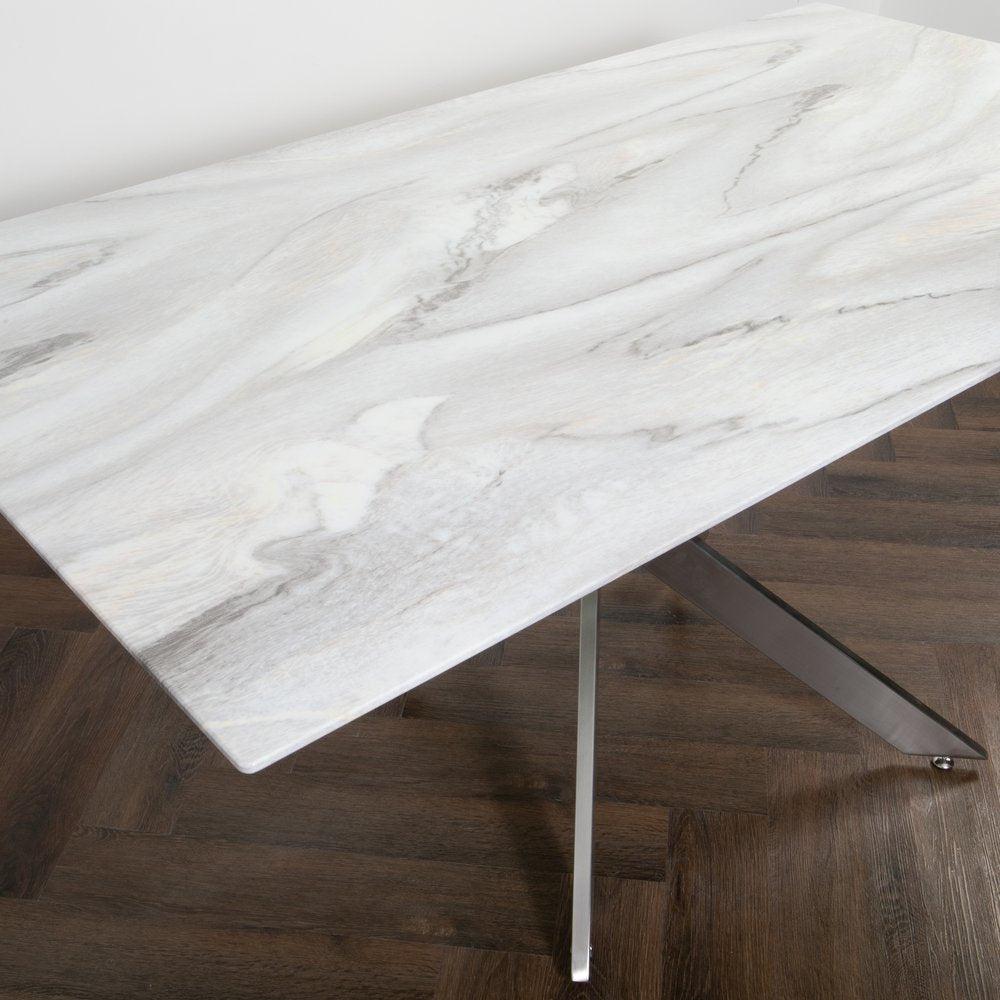 Silver Plated Marble Glass Dining Table