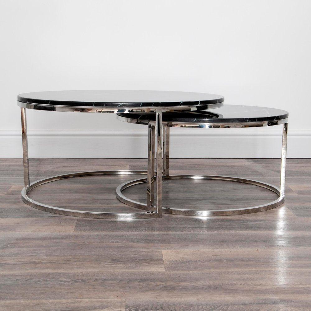 Black Stone Coffee Table - Nest of 2